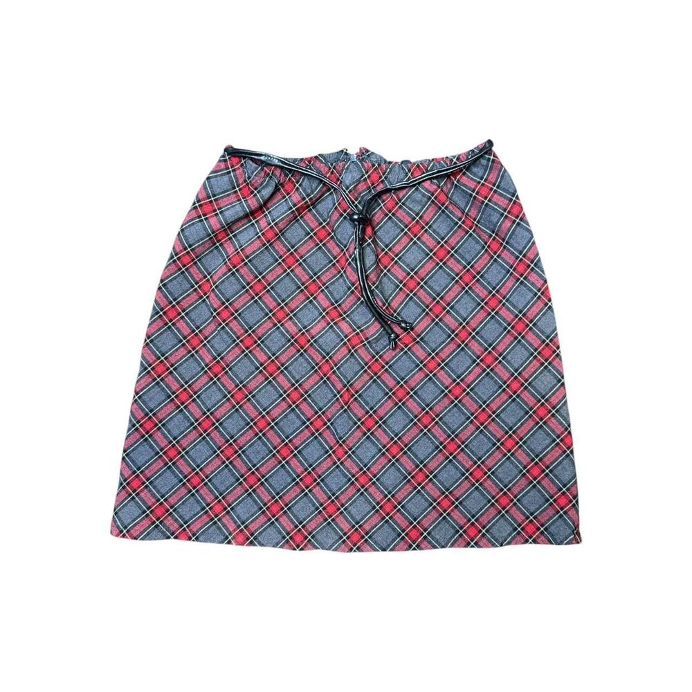 Y2K No Boundaries High Waisted Gray + Red Plaid Mini Skirt Size 3